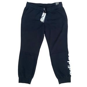NWT Women's Black Adidas Slim Normal Length Logo Leg Joggers W/ Pockets Size XL